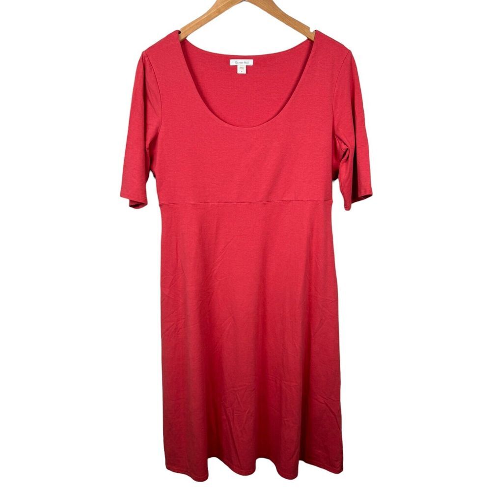 Garnet Hill A Line Dress Size Medium Gray Scoop Neck Short Sleeve Cotton‎ Midi